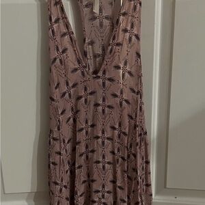 Free People Dusty Pink and Black Flowing Tank Top